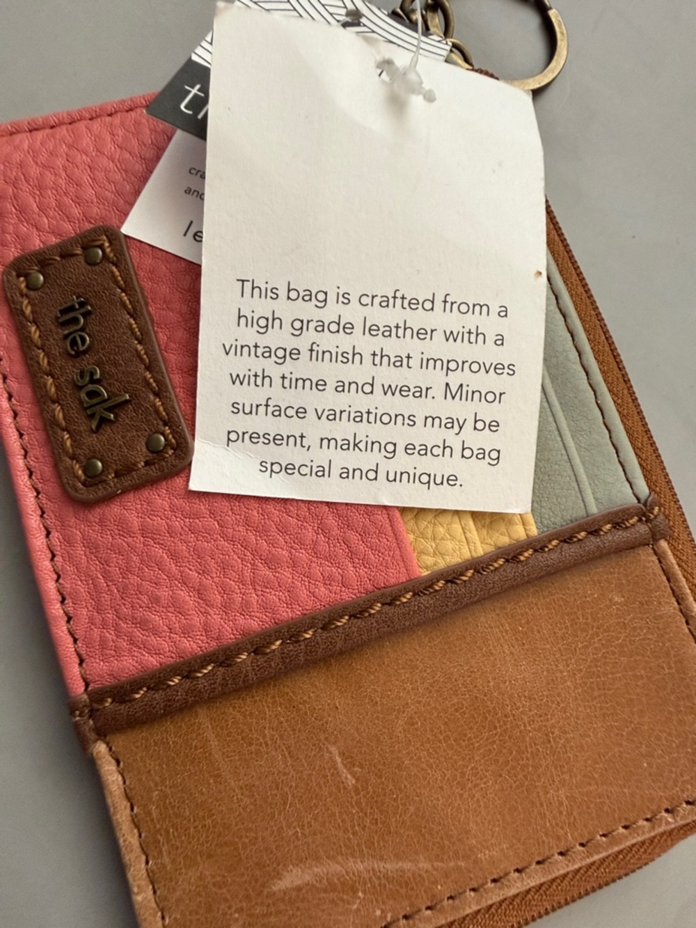The Sak Colorblock Leather Zip Card Wallet Keychain - "Iris" - Picture 5 of 9